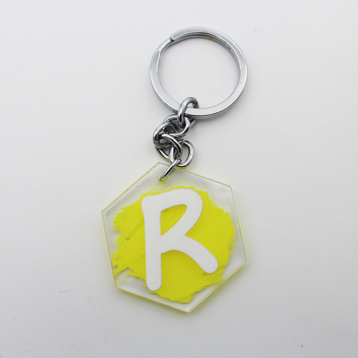 Personalize Letter Octagon Shape Keychain