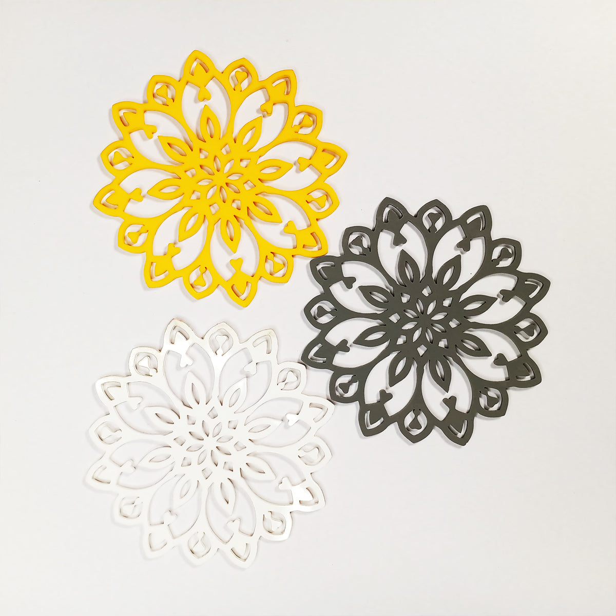 Acrylic Floral Cut Coasters 3 pcs