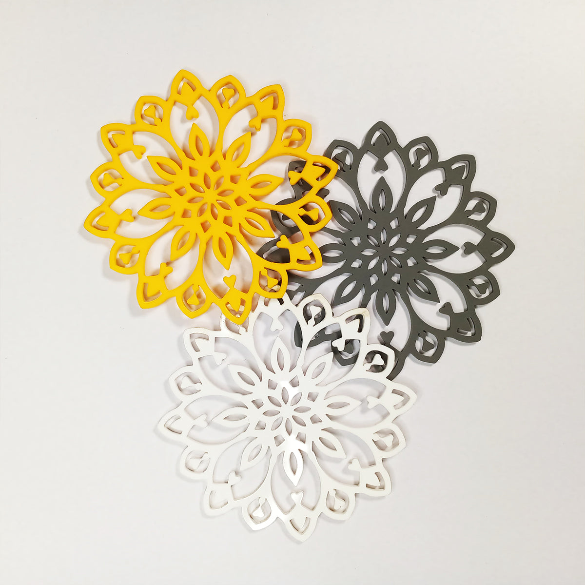 Acrylic Floral Cut Coasters 3 pcs